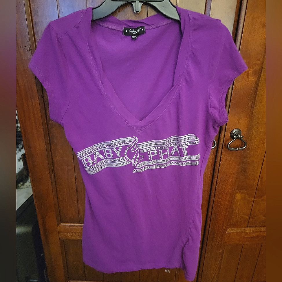 Rare Vintage Y2k Baby Phat Glitter Rhinestone Tee